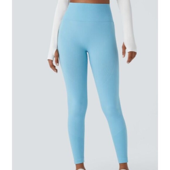 Halara Seamless Flow Blue Tummy Control Scrunch Butt Lifting Leggings XS - Picture 2 of 6